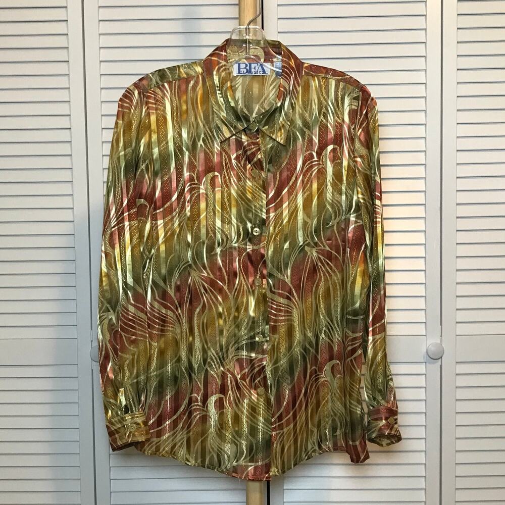 BFA Classic Abstract Collared Long Sleeve Blouse PM